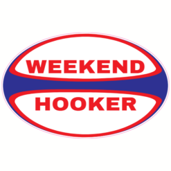 Weekend Hooker Rugby Ball Sticker – vinyl decal printed in the USA