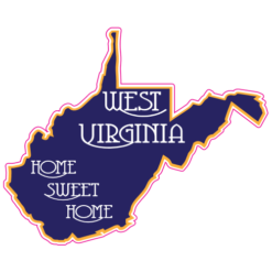 West Virginia Home Sweet Home State Sticker – vinyl decal printed in the USA