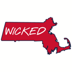 Wicked Massachusetts State Shaped Sticker – vinyl decal printed in the USA