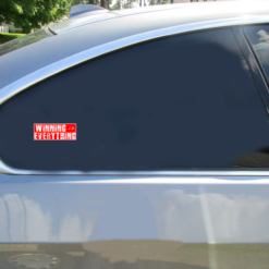 Winning Is Everything Red Car Sticker shown on a vehicle rear window