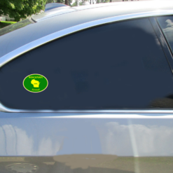Wisconsin Forward 1848 Green Oval Car Decal shown on a vehicle rear window