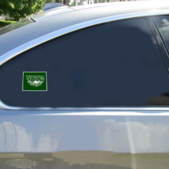 Wyoming Roots State Car Sticker shown on a vehicle rear window