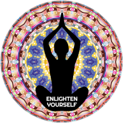 Yoga Pose Enlighten Yourself Circle Sticker – vinyl decal printed in the USA