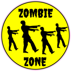 Zombie Zone Yellow Circle Sticker – vinyl decal printed in the USA