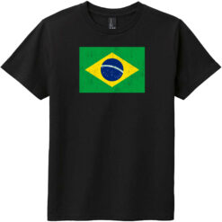Brazil Vintage Flag Youth T-Shirt Black - US Custom Tees