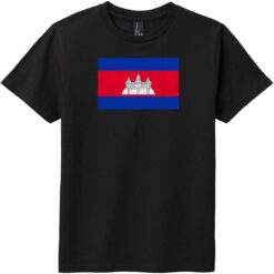 Cambodia Vintage Flag Youth T-Shirt Black - US Custom Tees