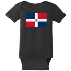 Dominican Republic Vintage Flag Baby One Piece Black - US Custom Tees