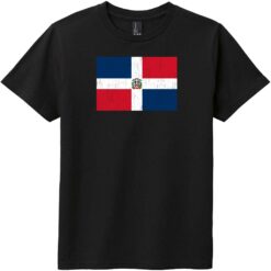 Dominican Republic Vintage Flag Youth T-Shirt Black - US Custom Tees