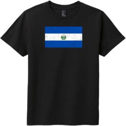 El Salvador Vintage Flag Youth T-Shirt Black - US Custom Tees