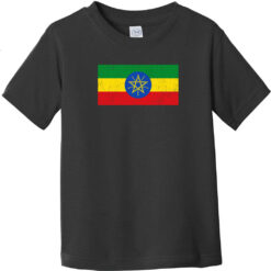 Ethiopia Vintage Flag Toddler T-Shirt Black - US Custom Tees