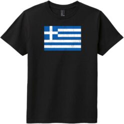 Greece Vintage Flag Youth T-Shirt Black - US Custom Tees