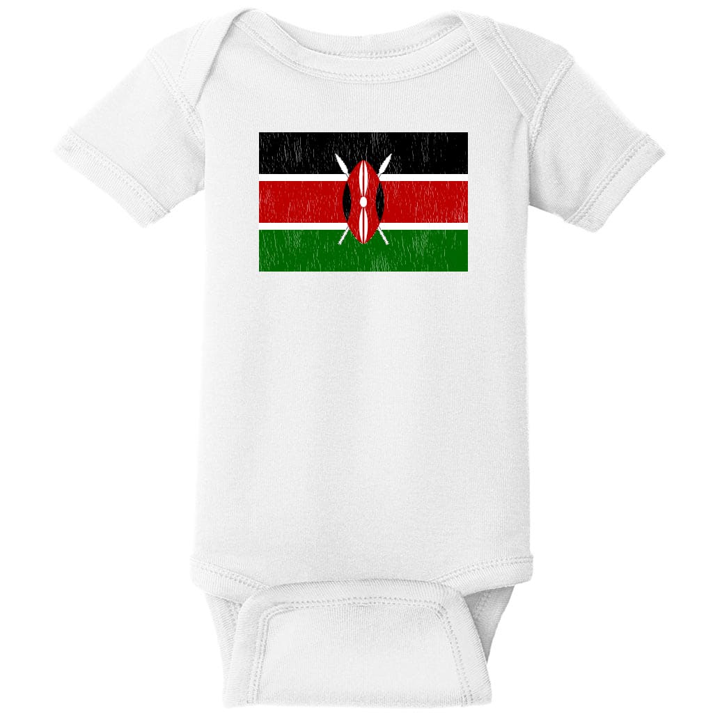 Kenya Vintage Flag Baby One Piece White - US Custom Tees