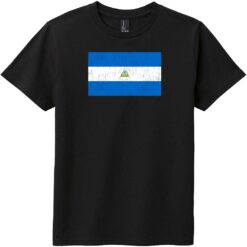Nicaragua Vintage Flag Youth T-Shirt Black - US Custom Tees