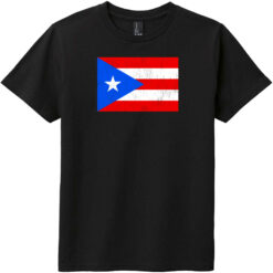 Puerto Rico Vintage Flag Youth T-Shirt Black - US Custom Tees