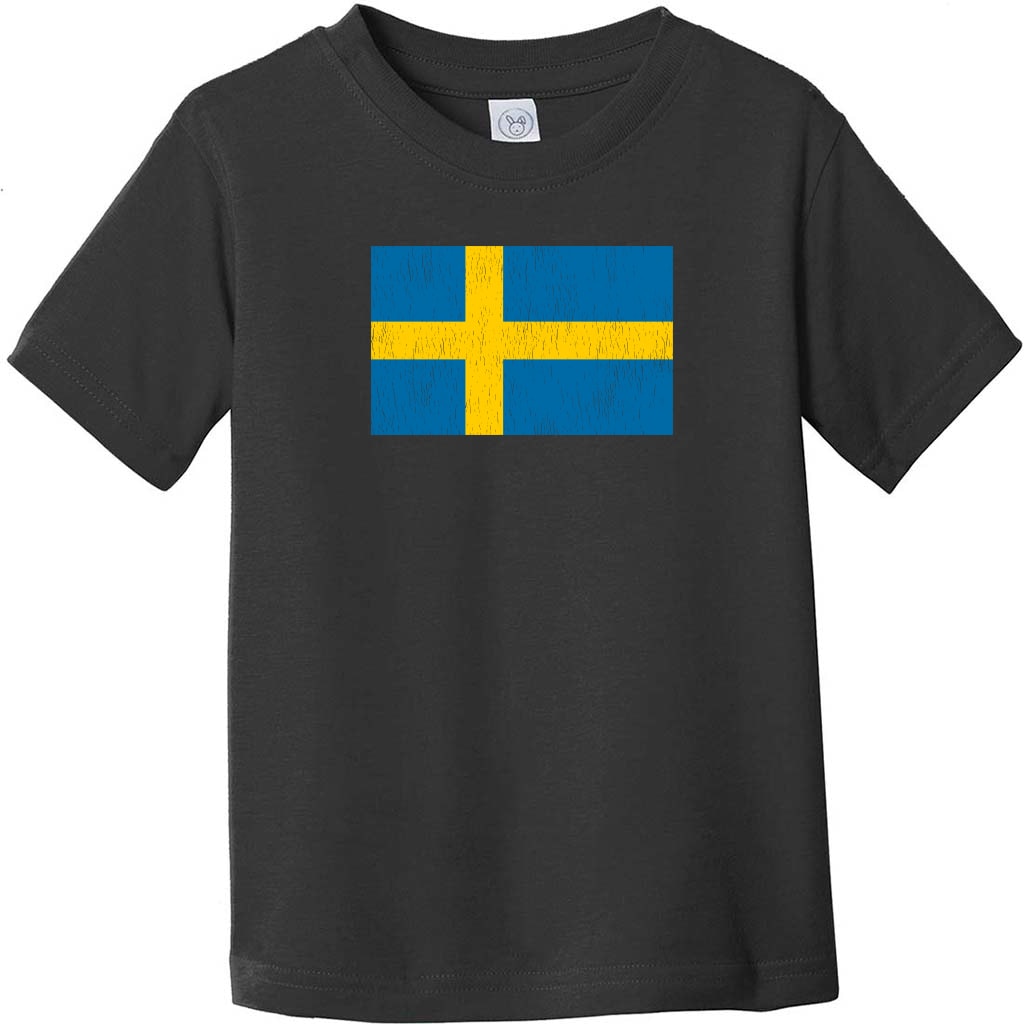 Sweden Vintage Flag Toddler T-Shirt Black - US Custom Tees