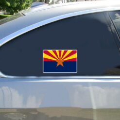 Arizona State Flag Car Sticker shown on a vehicle rear window