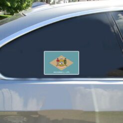 Delaware State Flag Car Sticker shown on a vehicle rear window