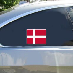 Denmark Flag Car Sticker shown on a vehicle rear window