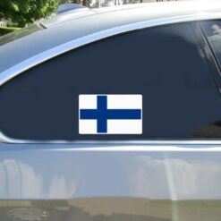 Finland Flag Car Sticker shown on a vehicle rear window
