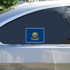 Idaho State Flag Car Sticker shown on a vehicle rear window