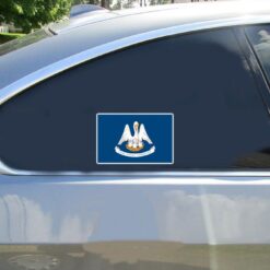 Louisiana State Flag Car Sticker shown on a vehicle rear window