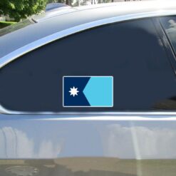 Minnesota State Flag Car Sticker shown on a vehicle rear window