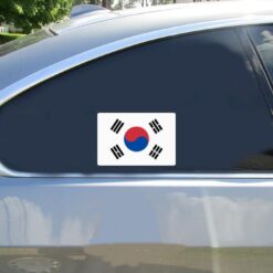 South Korea Flag Car Sticker shown on a vehicle rear window