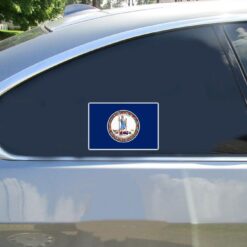 Virginia State Flag Car Sticker shown on a vehicle rear window
