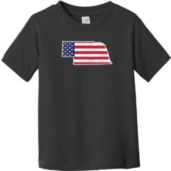 Nebraska Vintage American Flag State Toddler T-Shirt Black - US Custom Tees